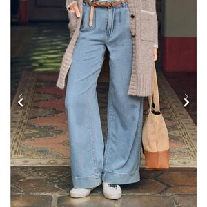 High-Rise Light Blue Wide-Leg Jeans for Women